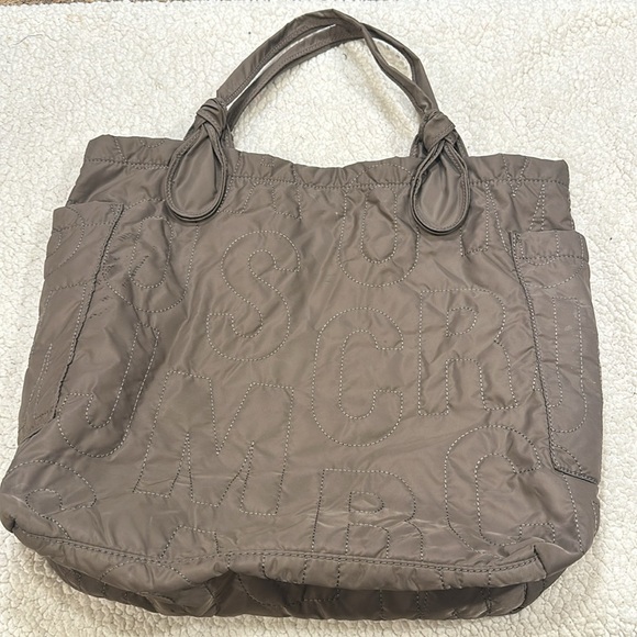 Marc By Marc Jacobs Nylon Quilted Tote Bag Purse Logo Stitching Throughout Gray - Picture 8 of 16